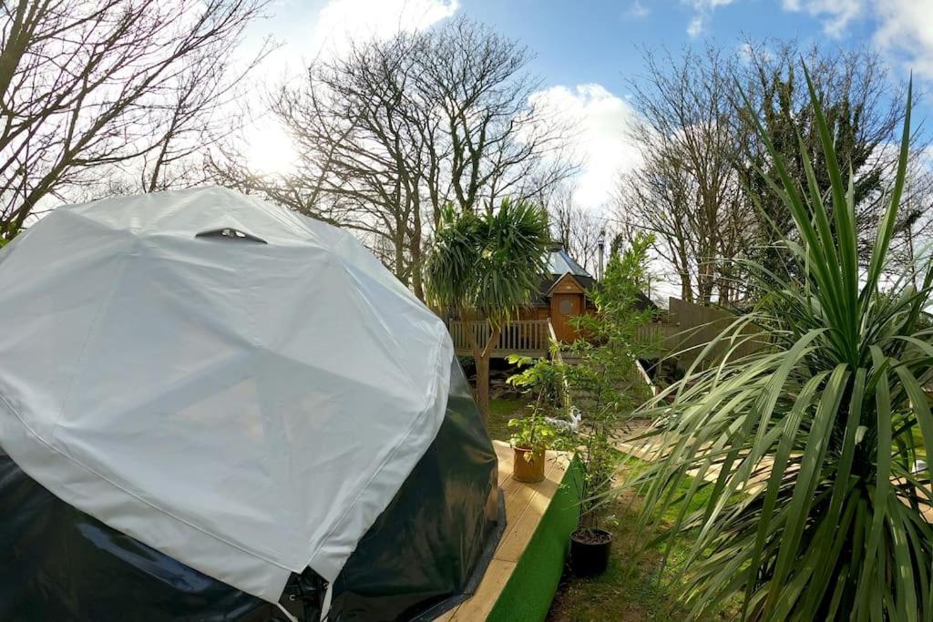 Romantic Treehouse With Hot Tub & Bbq Lodge Praze an Beeble 외부 사진